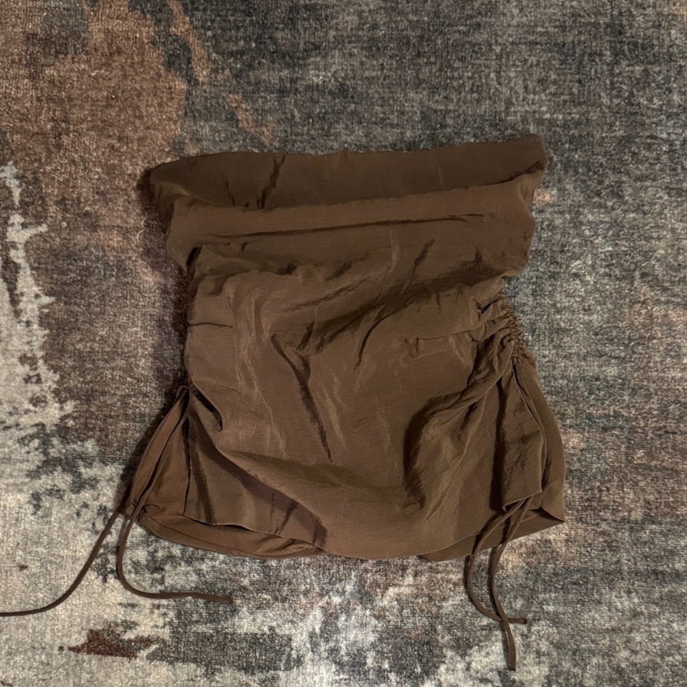 Zara Brown Strapless Top with ruched sides